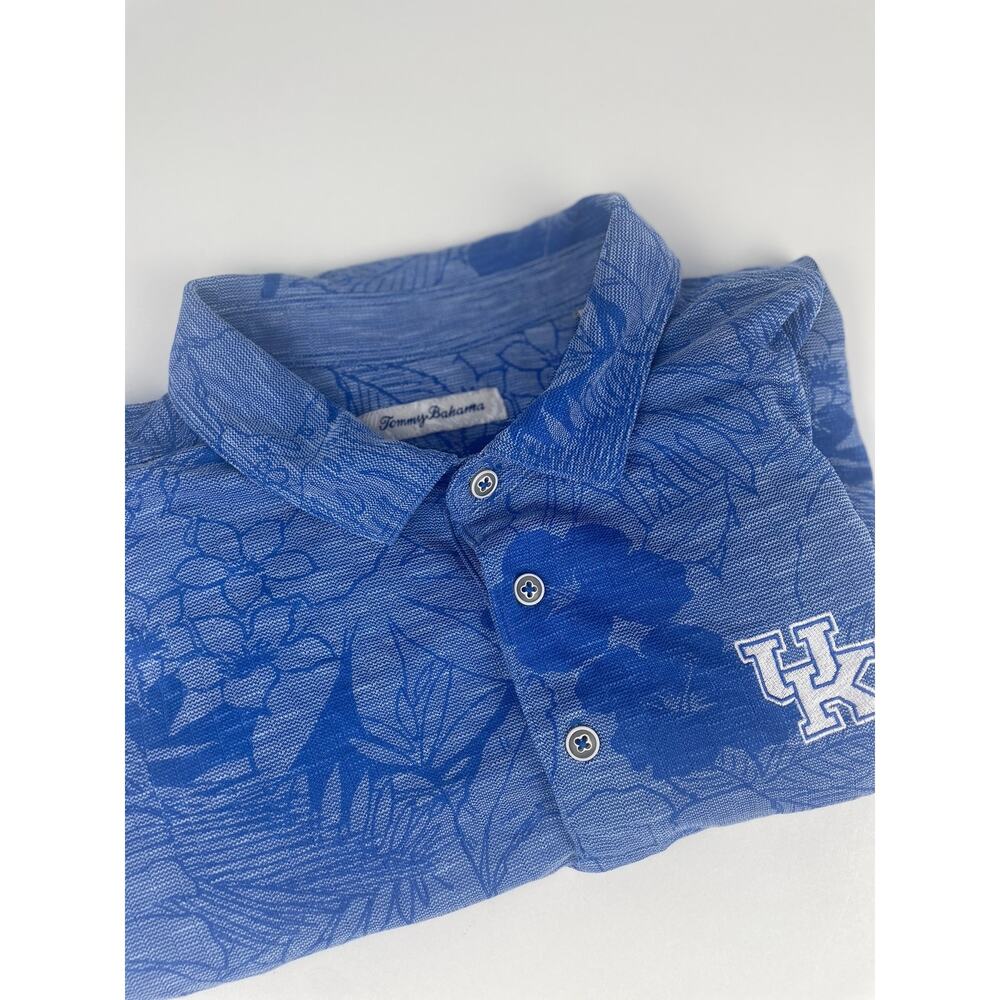 Tommy Bahama Kentucky Wildcats Polo Shirt Men’s XL Blue Floral Hawaiian
